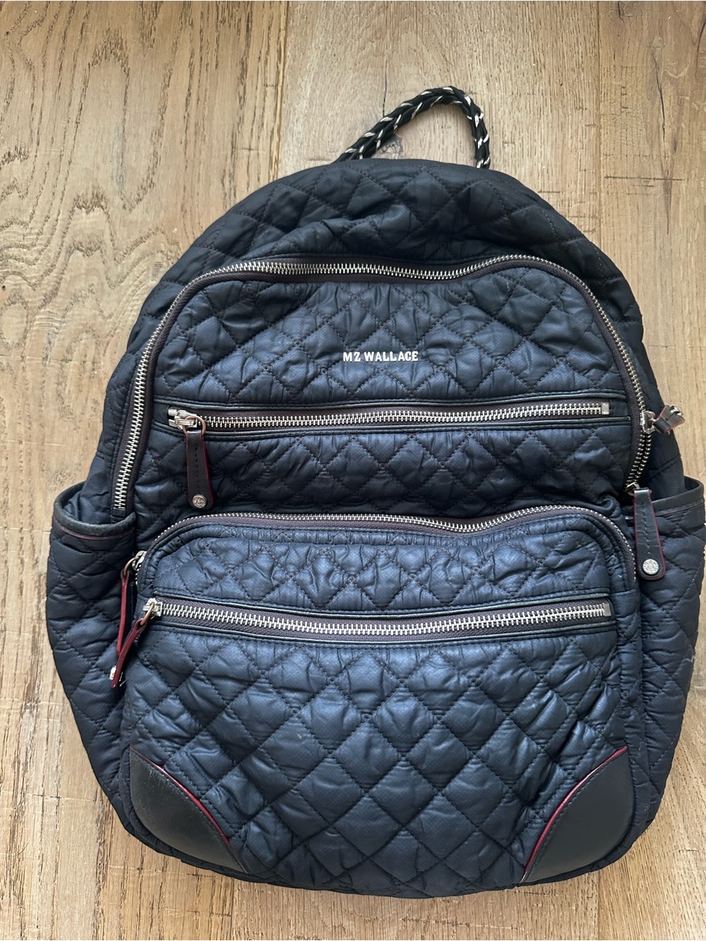 MZ Wallace Black Crosby Quilted Backpack with Silver Hardware - Picture 2 of 9